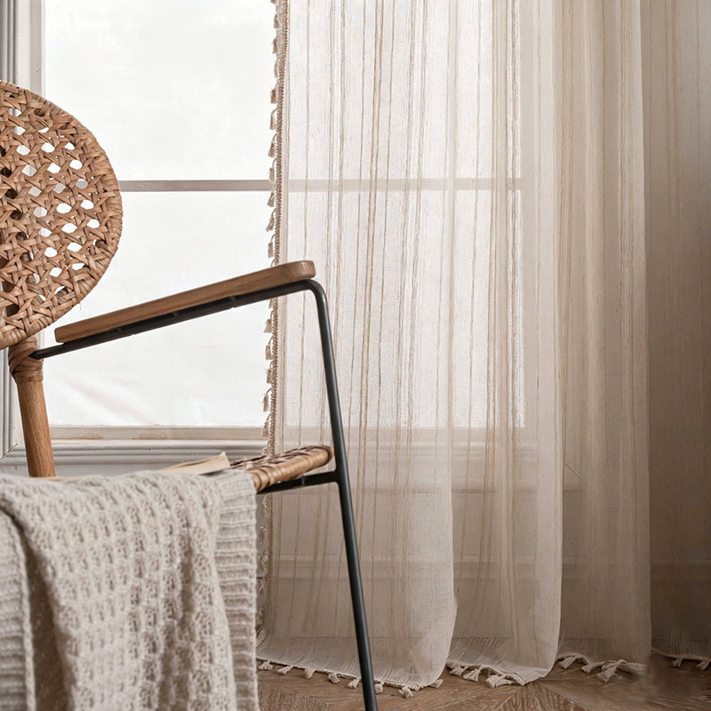 Linen Curtain Eyelet - Striped Linen Textured Curtain,Vintage Farmhouse Cottage