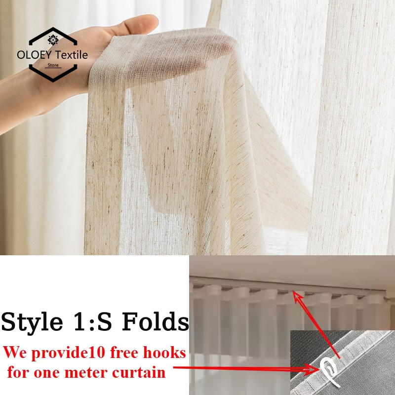 Linen Curtain Eyelet - S Fold Wavy White Tulle Linen