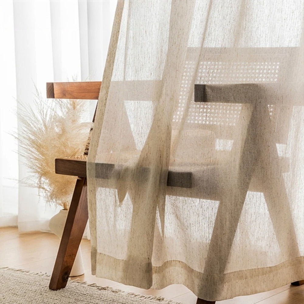 Linen Look Beige Sheer Curtain - đánh giá và giá Linen Curtain Eyelet