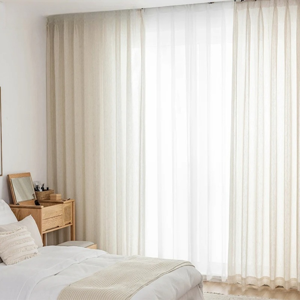 Linen Look Beige Sheer Curtain - đánh giá và giá Linen Curtain Eyelet