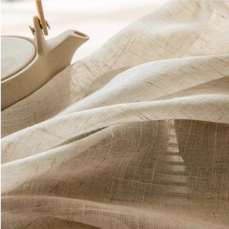 Custom Size White Tulle Beige  - đánh giá và giá Linen Curtain Eyelet