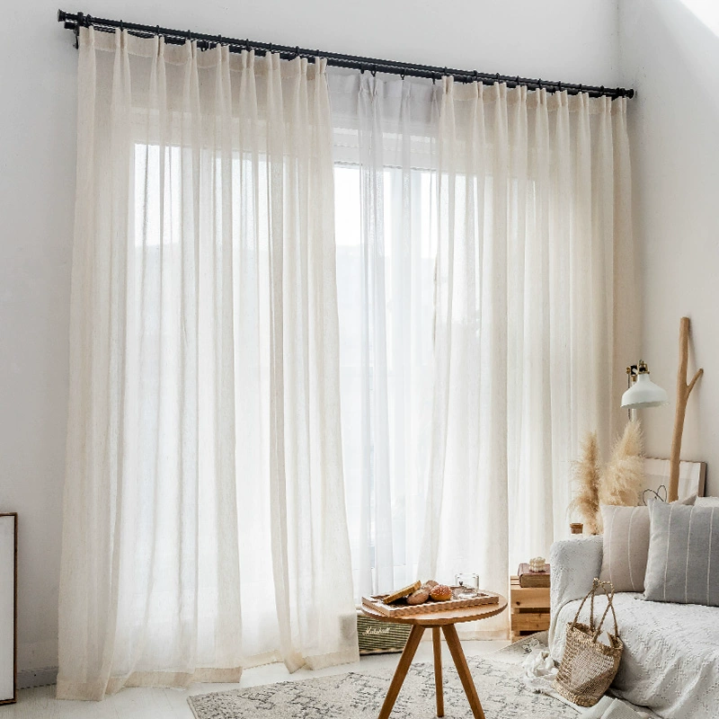 S Fold Wavy White Tulle Linen  - đánh giá và giá Linen Curtain Eyelet