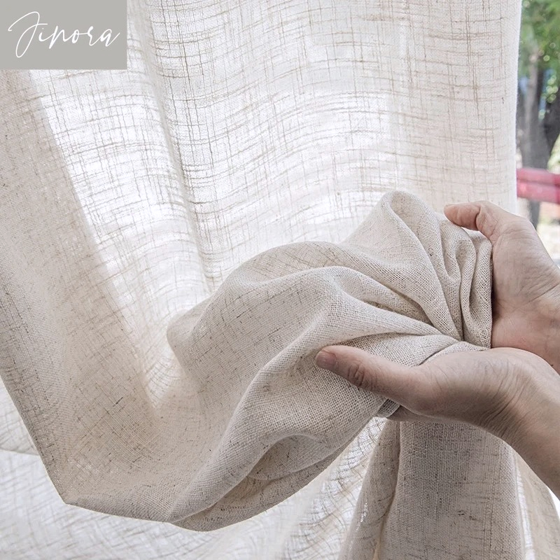 Cotton and Linen Texture Trans - đánh giá và giá Linen Curtain Eyelet