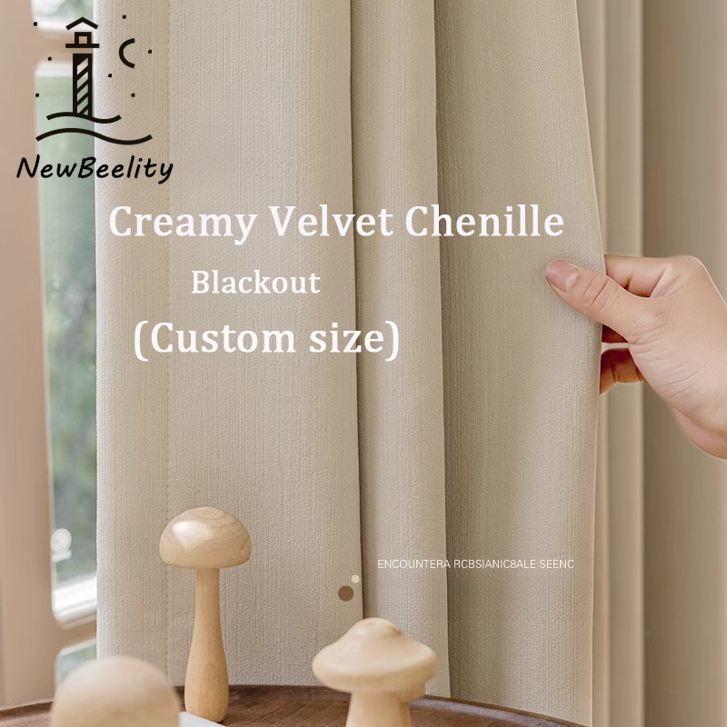 Cream Velvet Chenille Blackout - đánh giá và giá Linen Curtain Eyelet